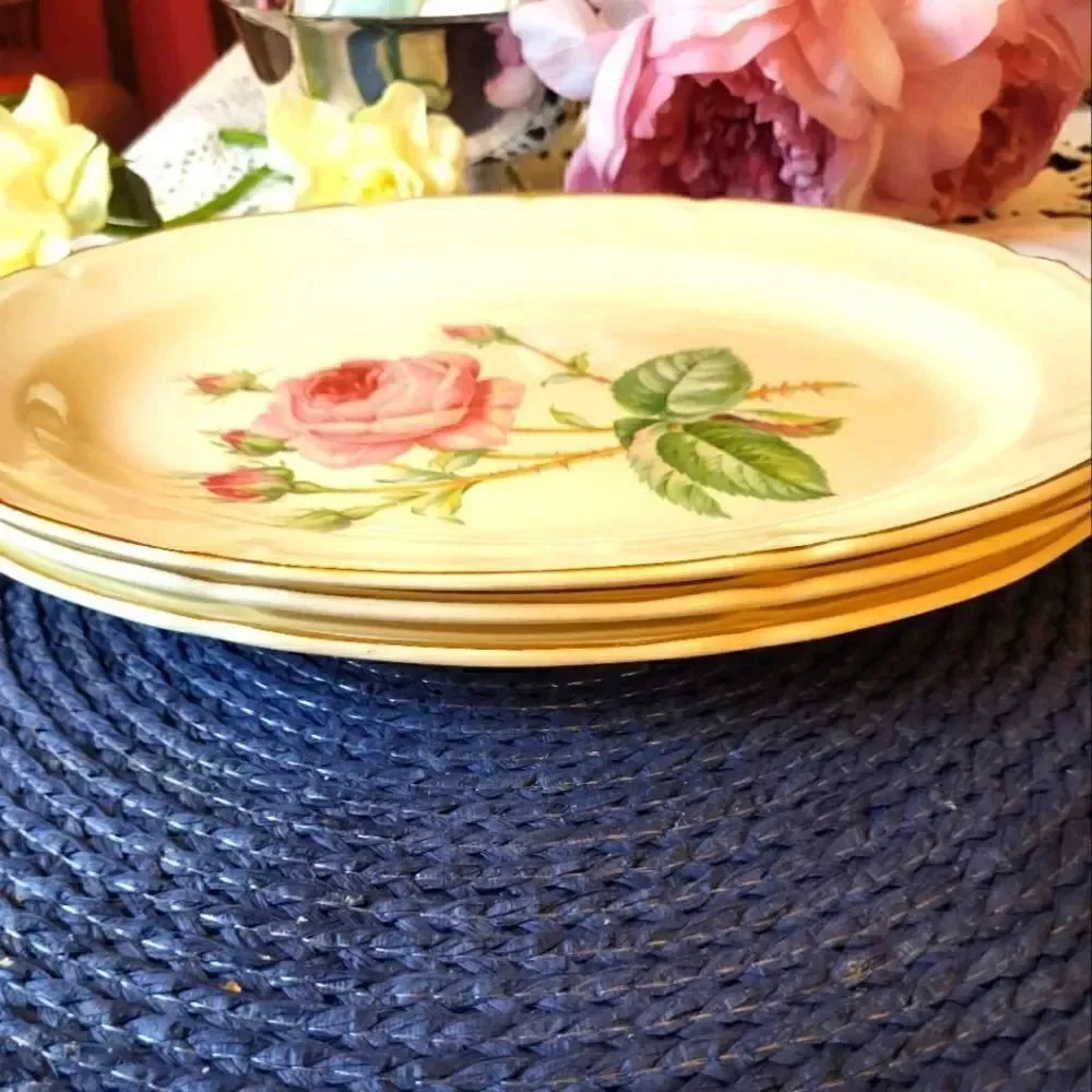 Vintage Mint Set Of 3 Edwin Knowles China Co. Roses Semi Vitreous 11.5
